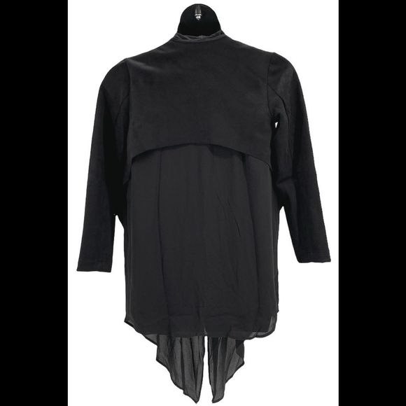 Truth + Style Mix Media Suede High Low Hem Jacket Black - Regular - Picture 2 of 3